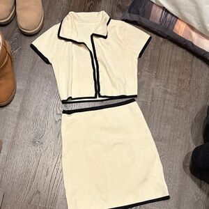 Chic Cream and Black Two-Piece Set